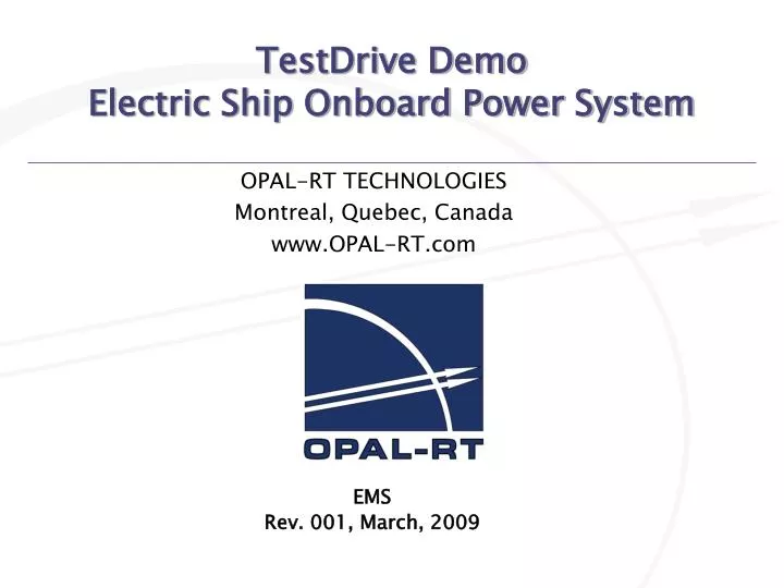 testdrive demo electric ship onboard power system