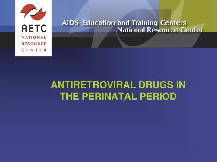 antiretroviral drugs in the perinatal period