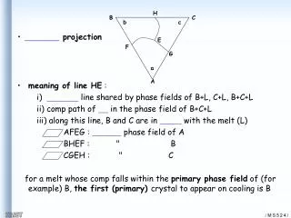 meaning of line HE : i) line shared by phase fields of B+L, C+L, B+C+L