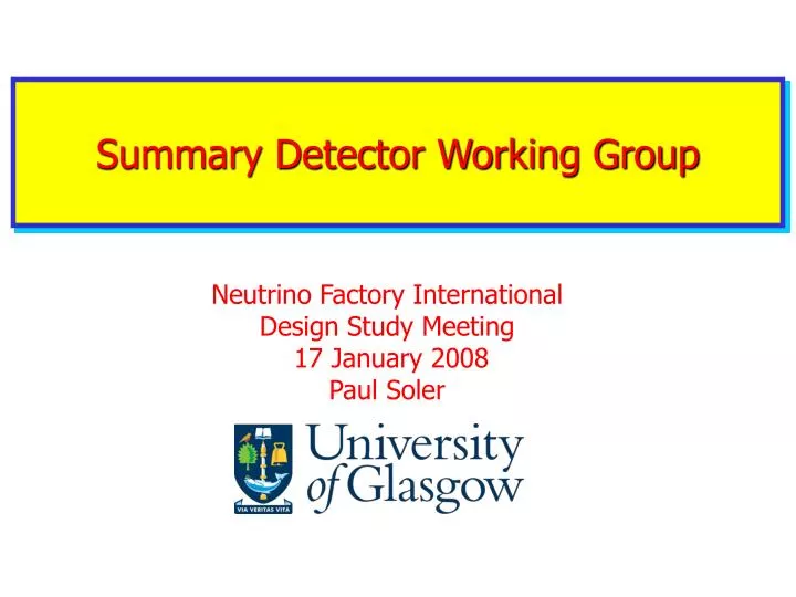 summary detector working group