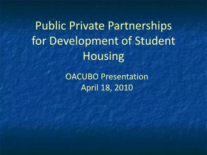 public private partnerships for development of student housing