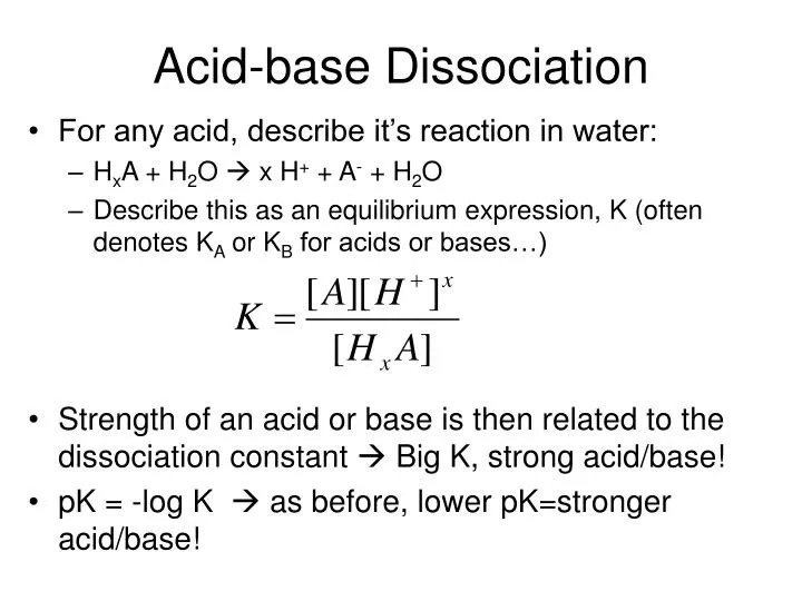 acid base dissociation