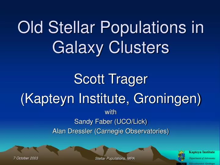 old stellar populations in galaxy clusters