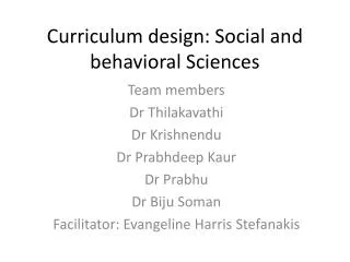 Curriculum design: Social and behavioral Sciences