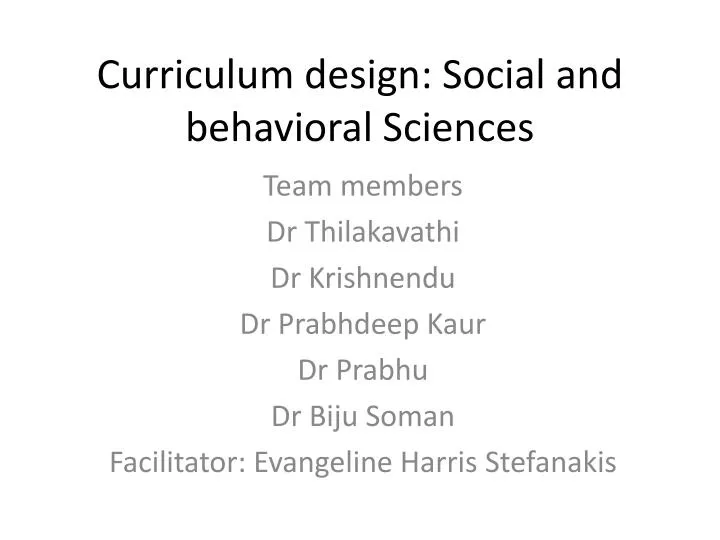 curriculum design social and behavioral sciences