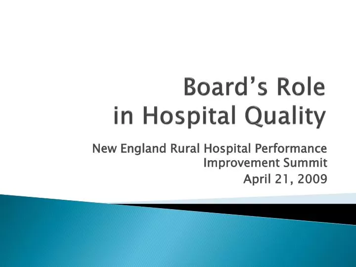 board s role in hospital quality