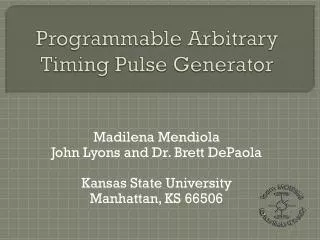 Programmable Arbitrary Timing Pulse Generator
