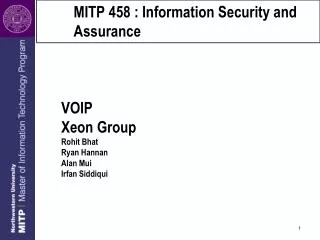 MITP 458 : Information Security and Assurance