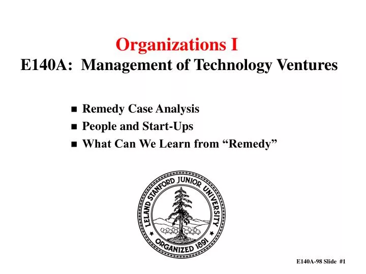 organizations i e140a management of technology ventures