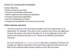 Section 7A: Fundamentals of Probability
