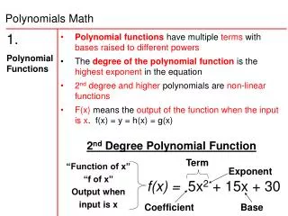 1. Polynomial Functions