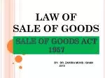 LAW OF SALE OF GOODS
