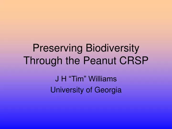 preserving biodiversity through the peanut crsp