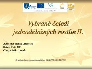 vybran eledi jednod lo n ch rostlin ii