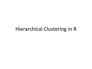 Hierarchical Clustering in R