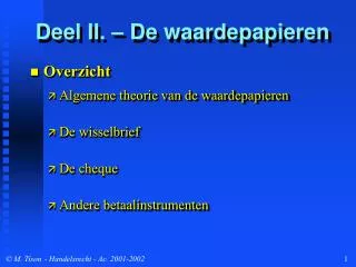deel ii de waardepapieren