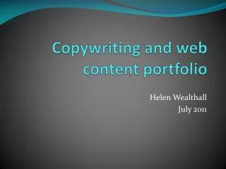 Copywriting and web content portfolio