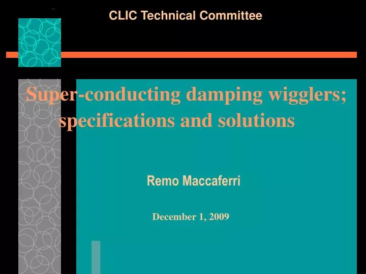 super conducting damping wigglers specifications and solutions