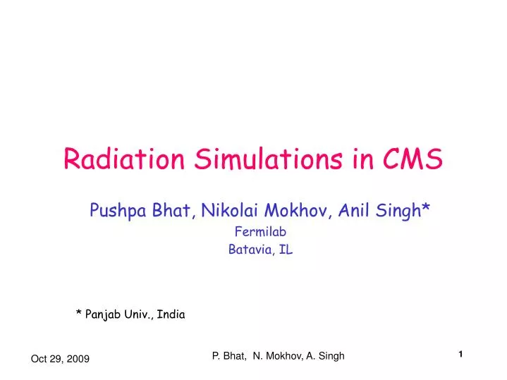 radiation simulations in cms