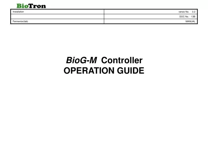 biog m controller operation guide