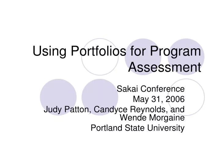 using portfolios for program assessment