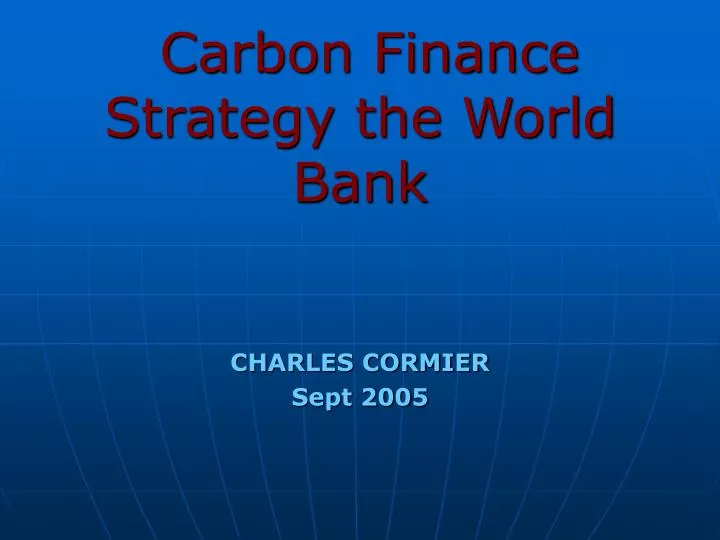 carbon finance strategy the world bank