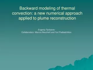 Backward modeling of thermal convection: a new numerical approach applied to plume reconstruction