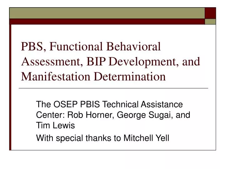 pbs functional behavioral assessment bip development and manifestation determination