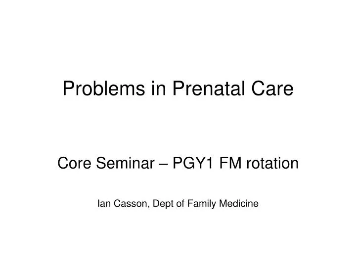 problems in prenatal care