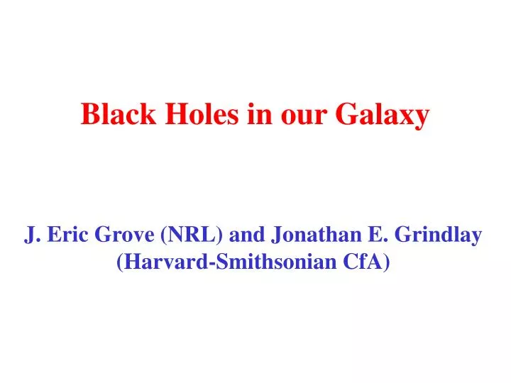 black holes in our galaxy