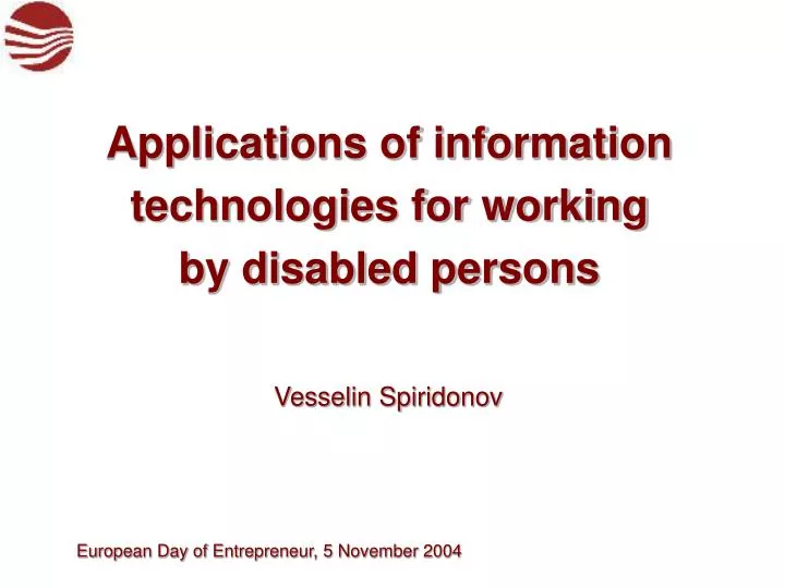 applications of information technologies for working by disabled persons