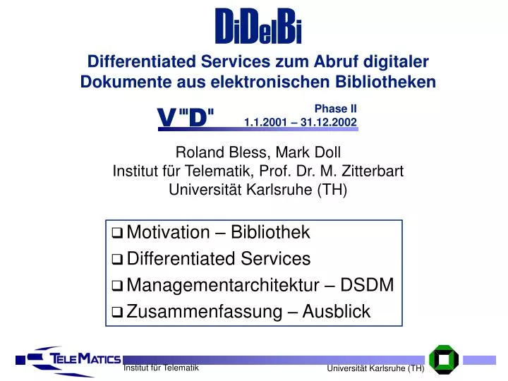d i d el b i differentiated services zum abruf digitaler dokumente aus elektronischen bibliotheken