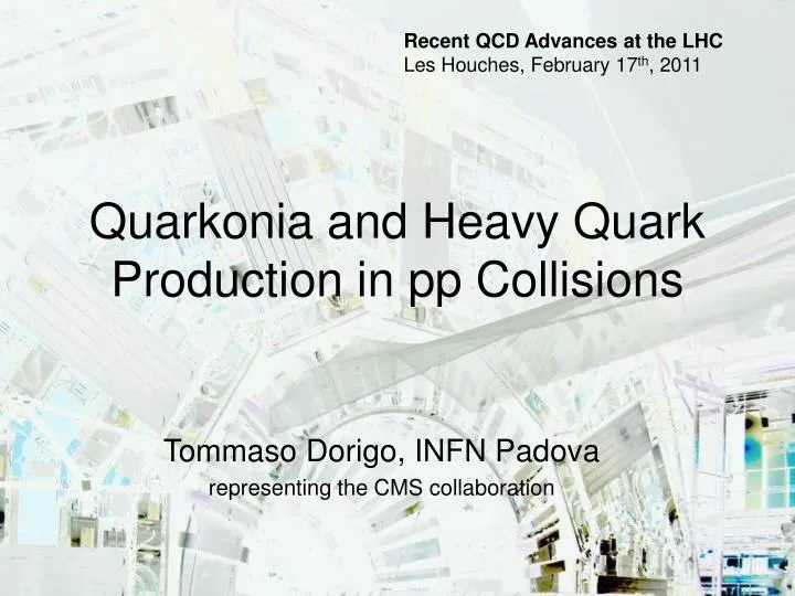 quarkonia and heavy quark production in pp collisions