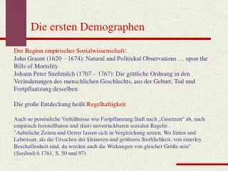 die ersten demographen