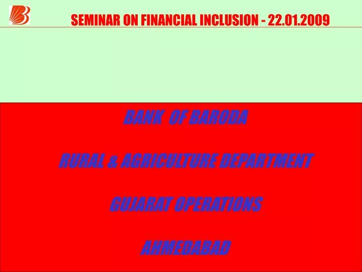 seminar on financial inclusion 22 01 2009