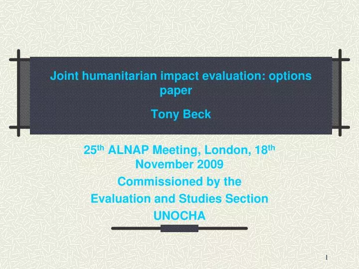 joint humanitarian impact evaluation options paper tony beck