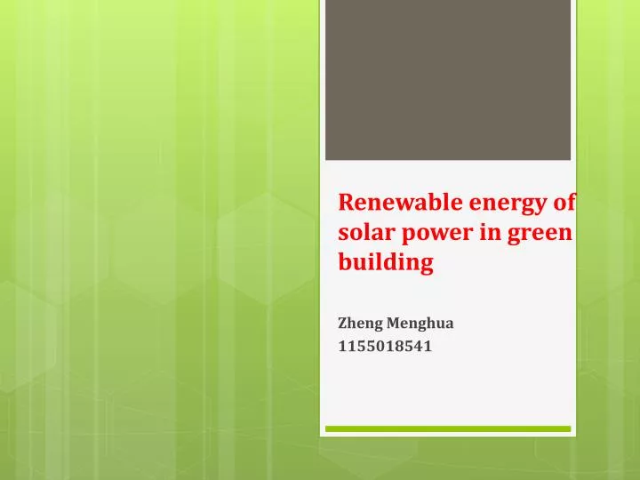 renewable energy of solar power in green building