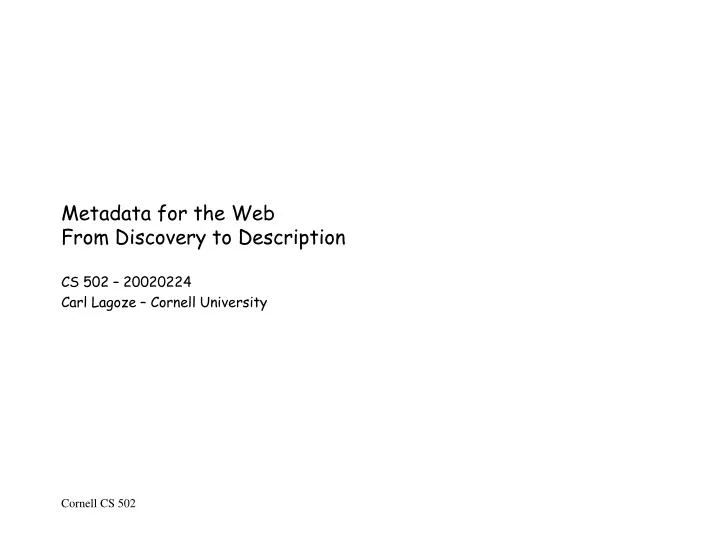 metadata for the web from discovery to description