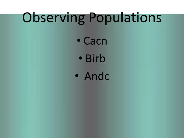 observing populations