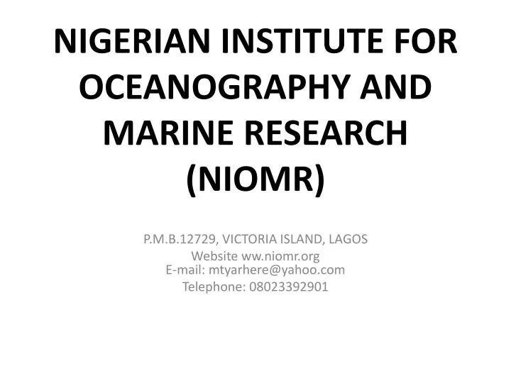 nigerian institute for oceanography and marine research niomr