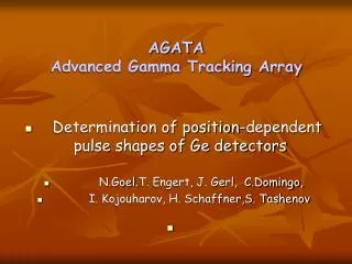AGATA Advanced Gamma Tracking Array