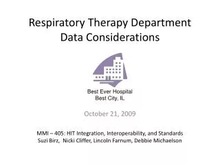 Respiratory Therapy Department Data Considerations