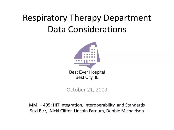 respiratory therapy department data considerations