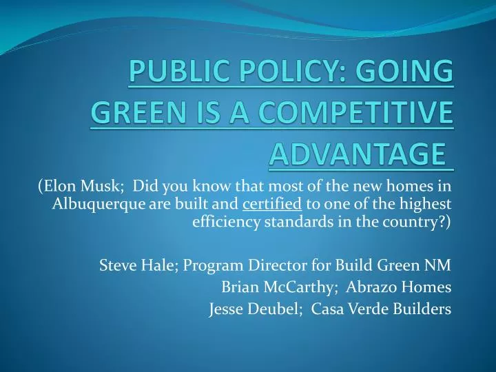 public policy going green is a competitive advantage