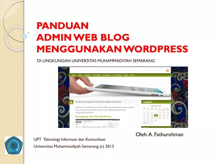 panduan admin web blog menggunakan wordpress