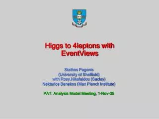 Higgs to 4leptons with EventViews