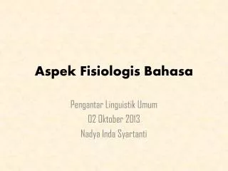 aspek fisiologis bahasa