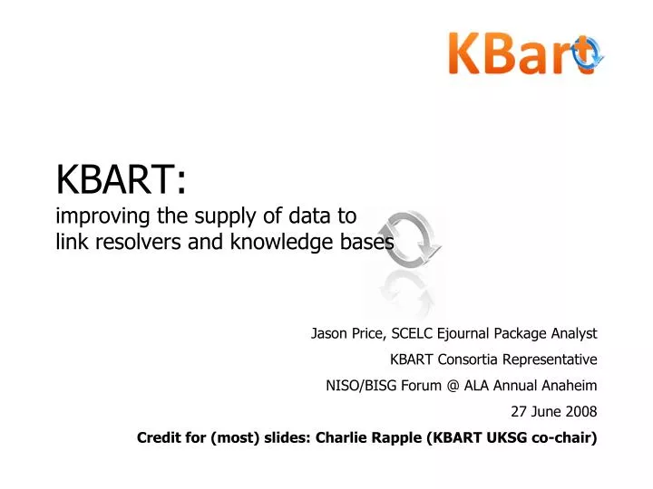kbart improving the supply of data to link resolvers and knowledge bases