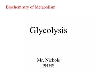 Glycolysis Mr. Nichols PHHS
