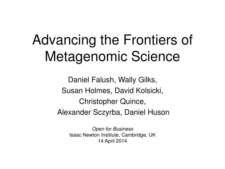 advancing the frontiers of metagenomic science